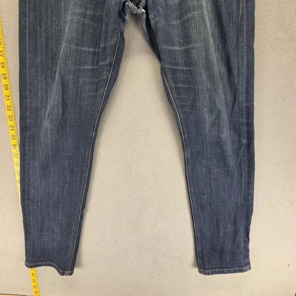 Selvedge Jeans Mens Blue SPAO Medium Wash‎ Zip Fly Whiskers Tapered Fits 32x30